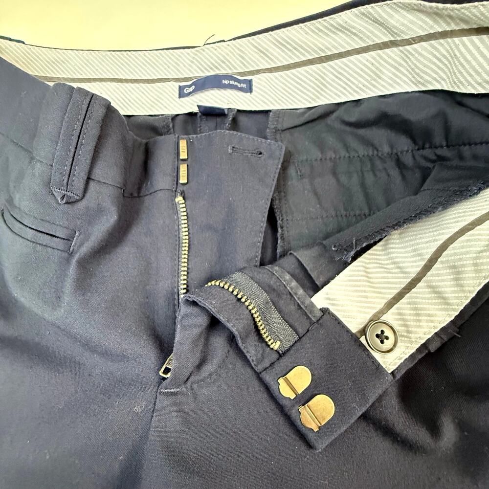 Gap Hip Slung Stretch Navy Casual Dress Pants Slim Everyday Classic Trouser Cut - Picture 10 of 16